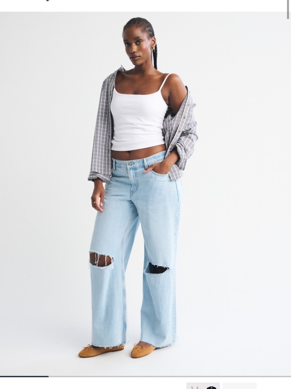 NWT Abercrombie & Fitch Curve Love Low Rise Ultra Loose Raw Hem Jean | 29 Short